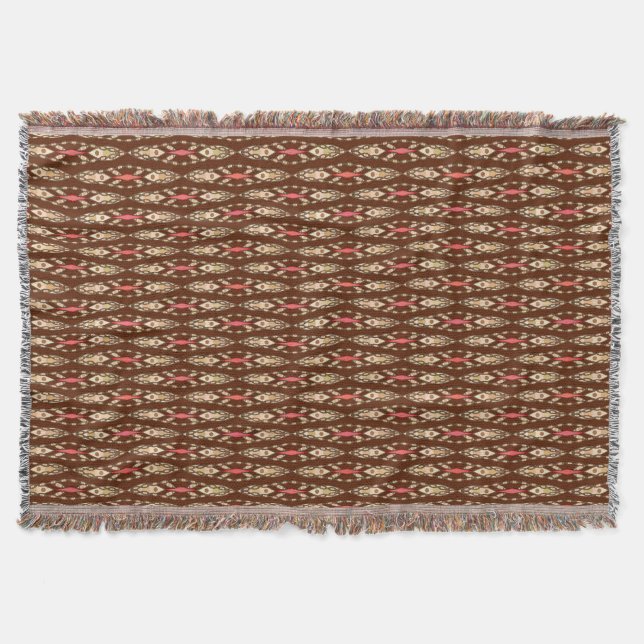 Manta Tribal Batik - Brown, Tan e Coral (Frente)