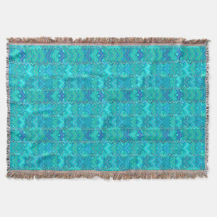 Manta Tribal Batik Impressão, Turquesa, Aqua e Seafoam