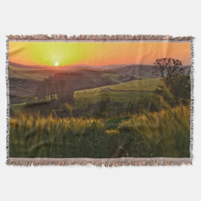 Manta Trigo da agricultura do por do sol (Frente)