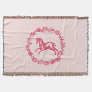 Manta Unicórnio rosa e flores