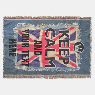 Manta Union JACK FLAG grunge / MANTENHA CALM + seu texto
