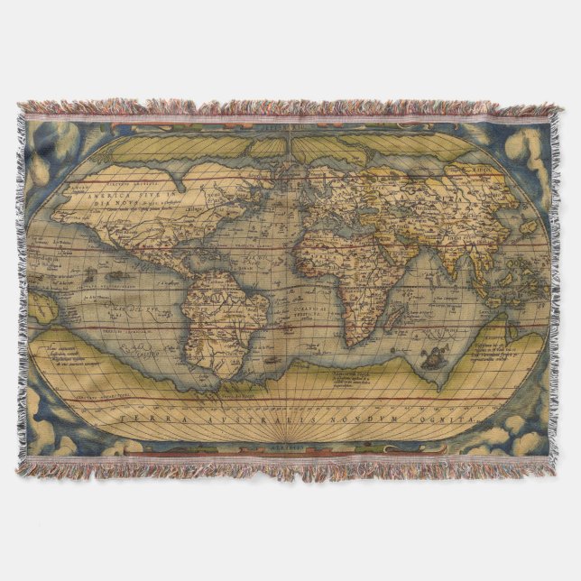 Manta Viagem do Mapa Mundial Antiquado Ortelius Europa (Frente)