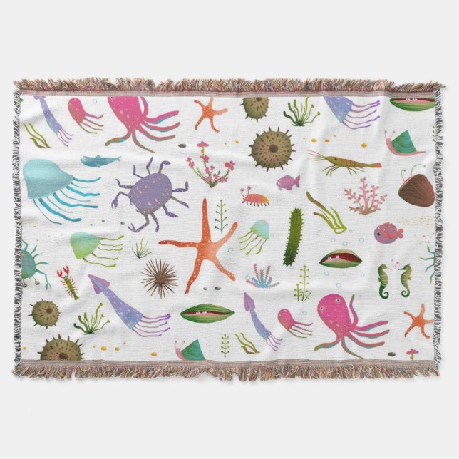 Manta Vida marinha colorida (Frente)