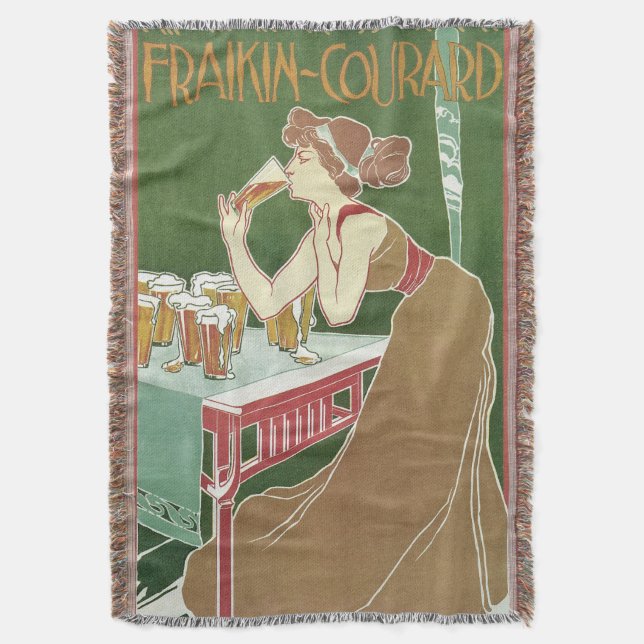 Manta Vintage Art Nouveau Brasserie Fraikin-Courard Beer (Frente Vertical)