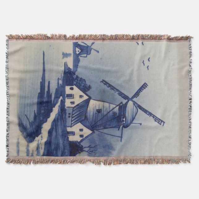 Manta Vintage Blue White Delft Windmill (Frente)