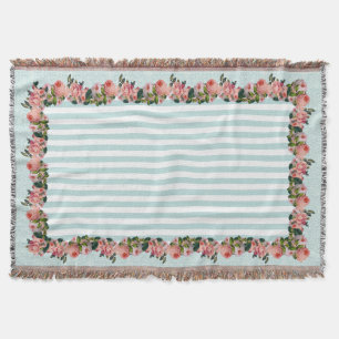 Manta Vintage Blush Rosa Rosa Rosa Floral Stripe
