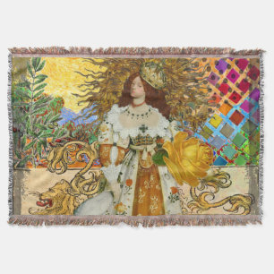 Manta Vintage Woman Ouro Sun: Leo Zodiac Collage Art