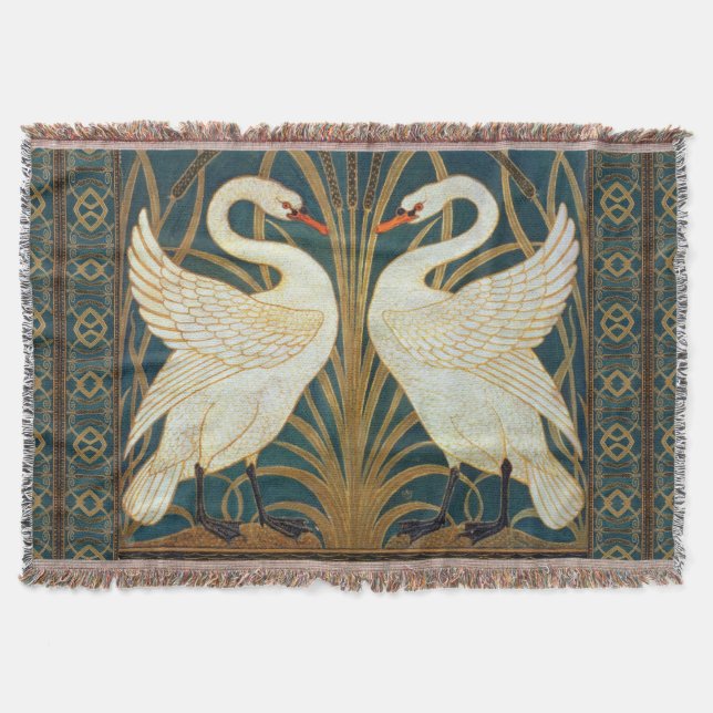 Manta Walter Crane Swan, Rush E Iris Art Nouveau (Frente)