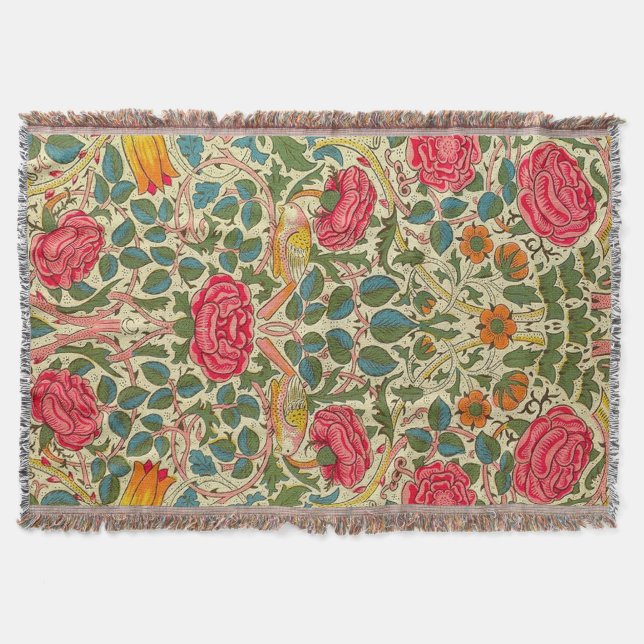 Manta William Morris Rosa Floral Chintz Rosa (Frente)