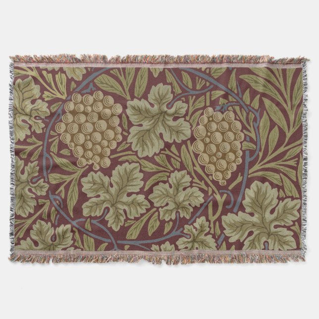 Manta William Morris Vine Grape Red Green Art (Frente)