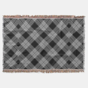 Manta Xadrez de Tartan preto e branco