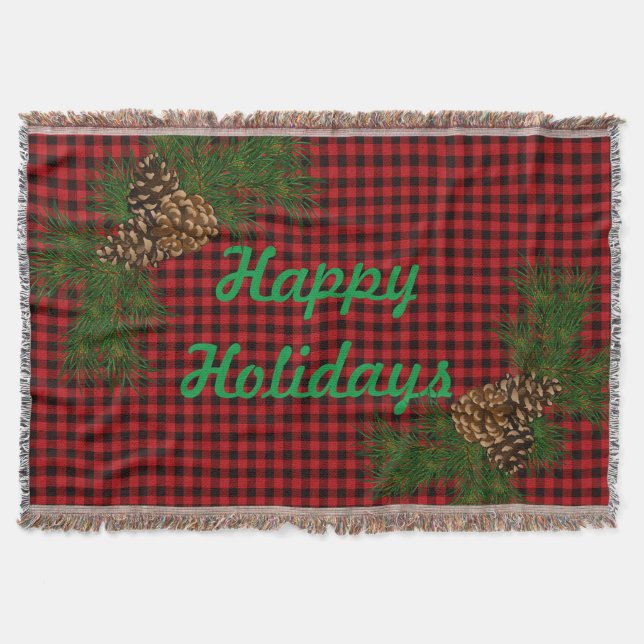 Manta Xadrez vermelha e preta do país - detalhe do cone  (Frente)