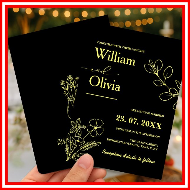 Manteiga Amarelo Convite para Casamento de Flor Se (Criador carregado)