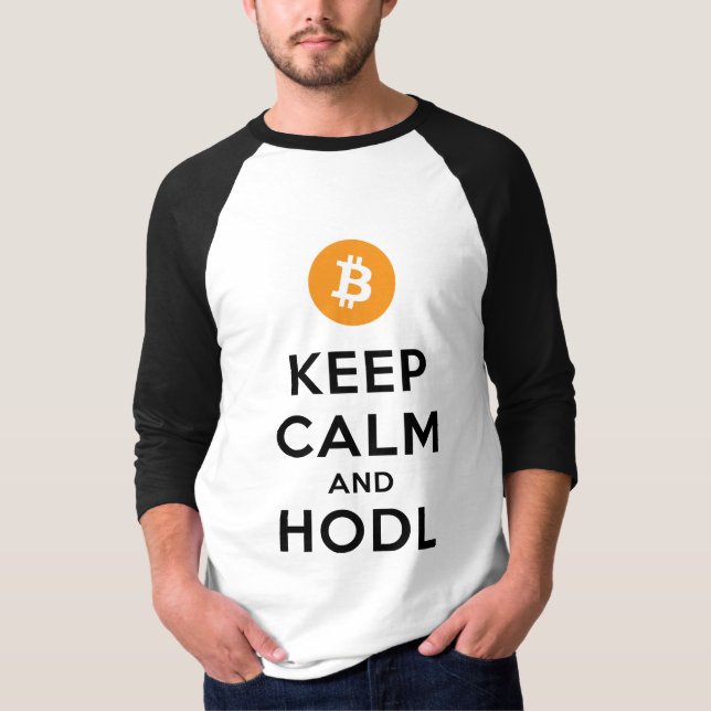 Mantenha a calma & a camisa de HODL Bitcoin (Frente)