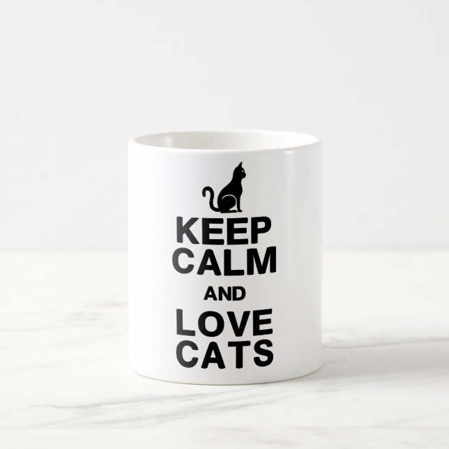 Mantenha a calma & ame a caneca dos gatos (Centro)