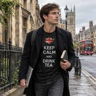 Mantenha a Calma e Beba Chá - Camiseta Masculina B