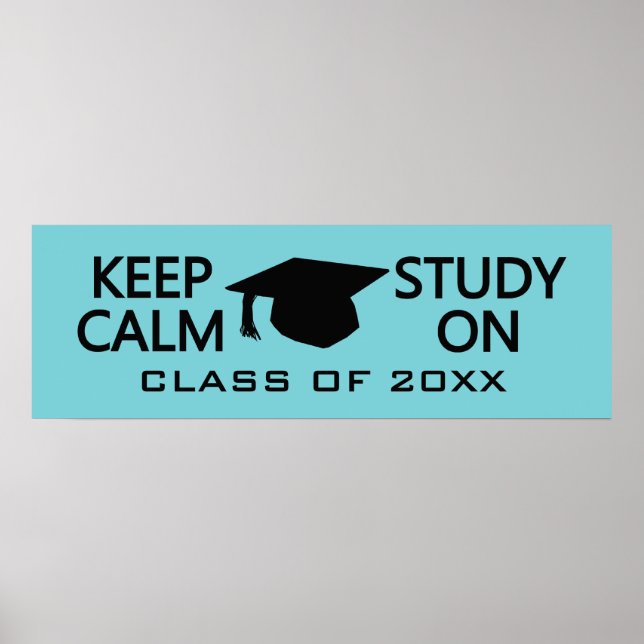 Mantenha a calma e estude sobre poster de cor pers (Frente)