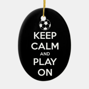 Mantenha a calma e o jogo no ornamento oval preto