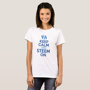 Mantenha a calma e o Steem na camisa de T