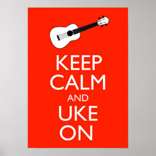 Mantenha a calma e o Uke no impressão do poster d