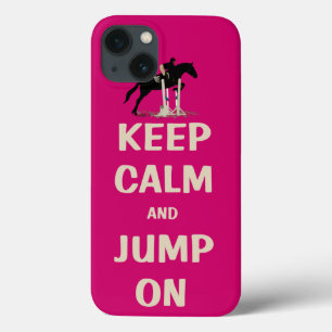 Mantenha a calma e salte no cavalo cor-de-rosa