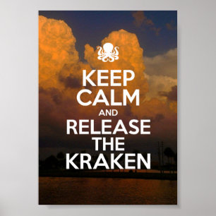 Mantenha a calma e solte o Poster Kraken