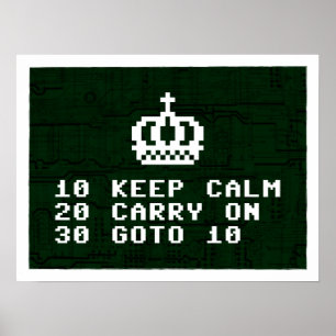 Mantenha a calma & o computador no poster