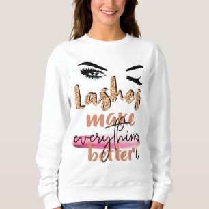 Mantenha a Camiseta de Padrões Altos e Cílios Long