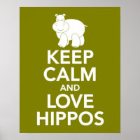 Mantenha calma e amor Hippos impressão ou poster d