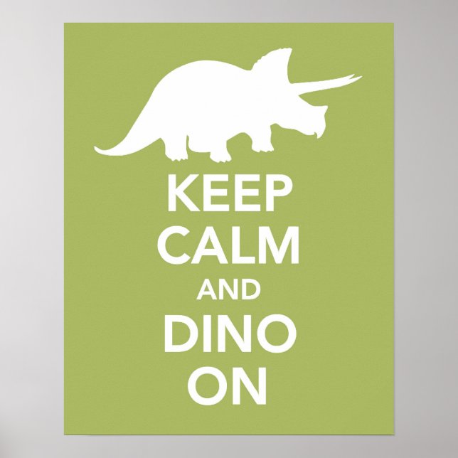 Mantenha calma e Dino no impressão ou poster (Frente)