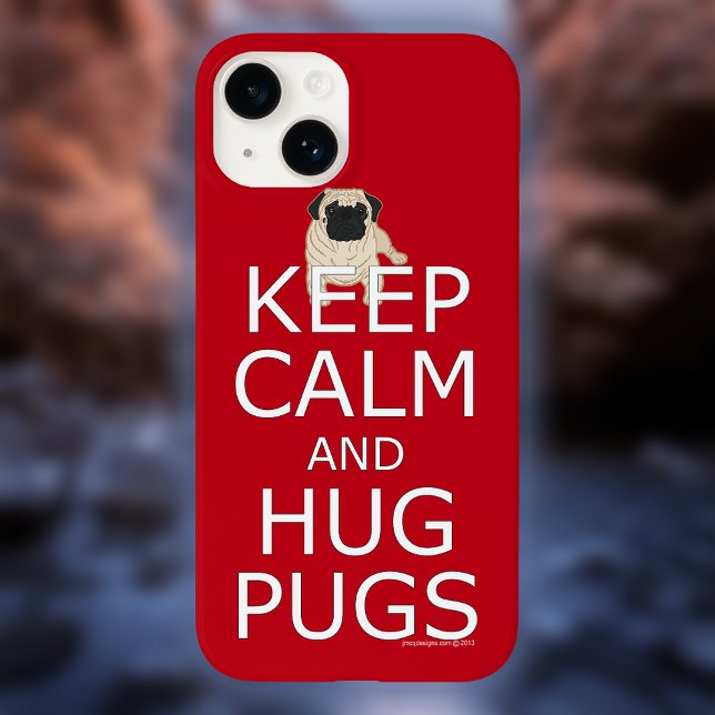 Mantenha Calmo, Abraço Cachorros (Keep Calm Hug Pugs Case-Mate iPhone Case)