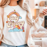 Mantenha Groovy Retro Rainbow Flowics<br><div class="desc">A tipografia das flores do arco-íris Permanência em Groovy Retro Typografia T-Shirt feminina mostra o texto "Keep Groovy" em uma tipografia retrorreflectora, marcada por nuvens, arco-íris e flores. Perfeito como presente para ela no aniversário, Natal, Dia de as mães, melhores amigos, irmãs e muito mais. Projetado pelo Evco Studio www.zazzle.com/store/evcostudio...</div>