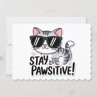 Mantenha-se Positivo! Convite Fofo com Tema de Gat
