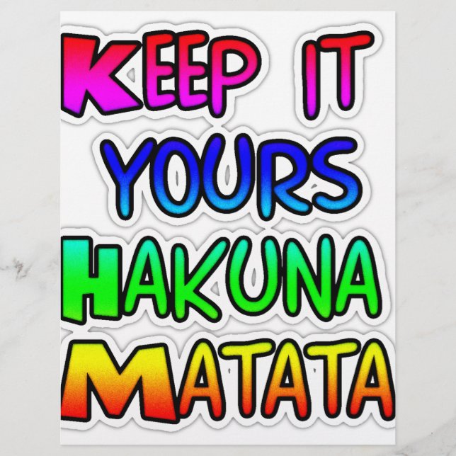 Mantenha seu Impressão de Arte Hakuna Matata (Frente)