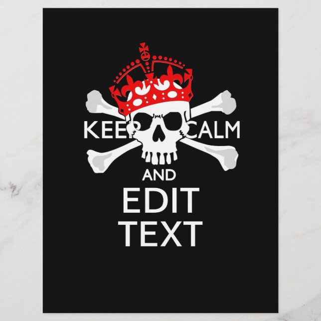 Mantenha Seu Texto Calmo, Crossbones Crânio (Frente)