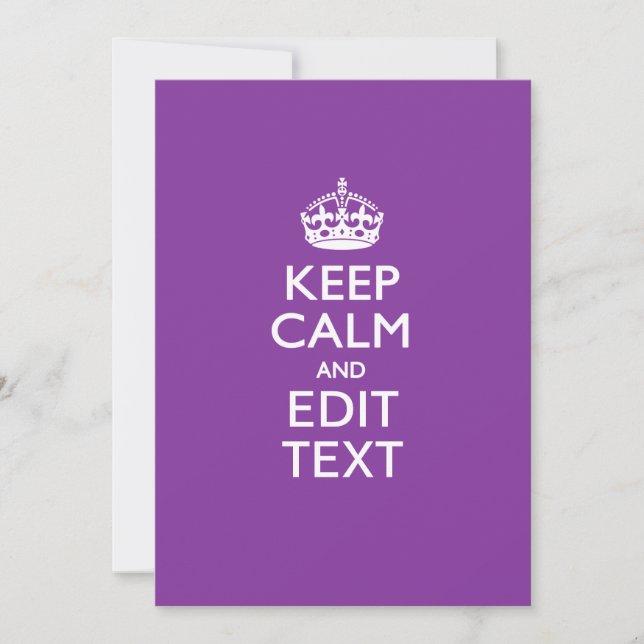 MANTER CALM Personalizado E Editar Texto em Roxo (Frente)