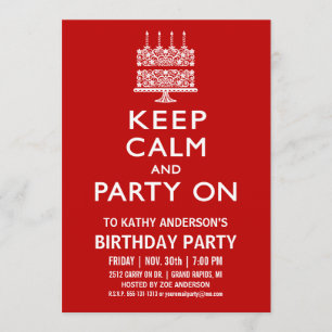 Manter Calma e Festa no Convite de Aniversário