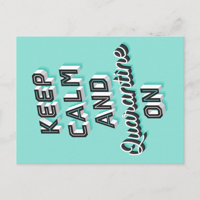 Manter Calmo e Quarentena no Cartão Postal (Frente)