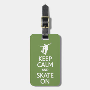 Manter Calmo e Skate na etiqueta de bagagem person