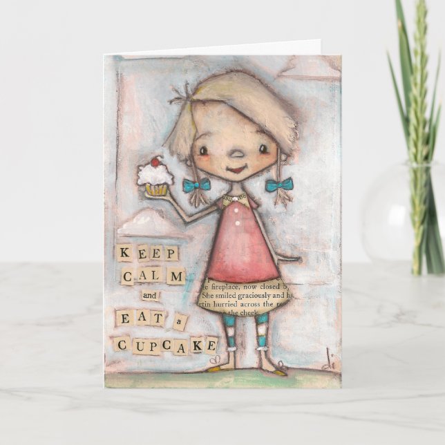 Manter Cupcake Calmo - Cartão de Aniversário (Frente)