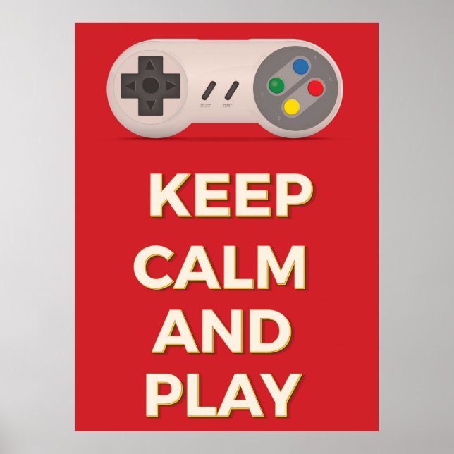 Manter o poster vintage Calmo e Jogar (Frente)