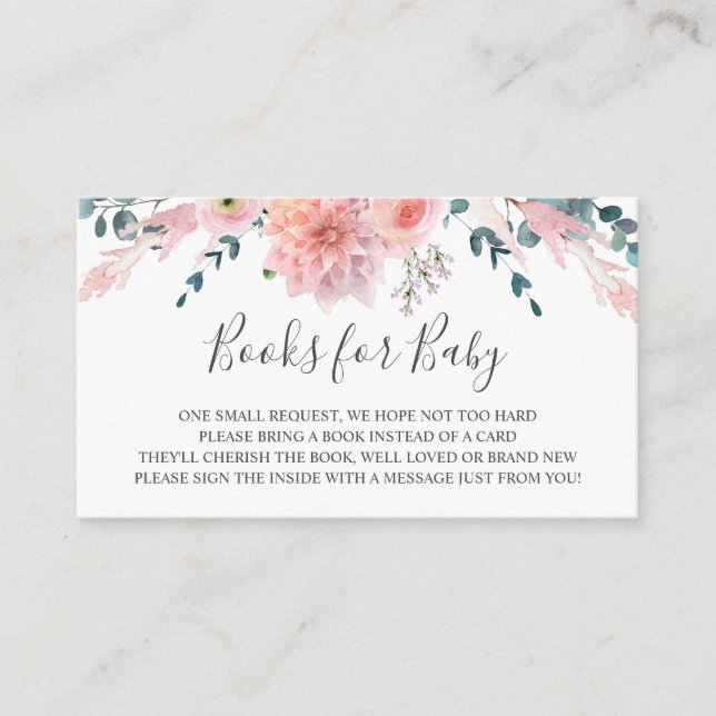 Manuais de Flores de Aquarela Rosa para Cartão de  (Frente)