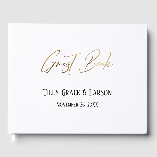 Manual Dourado Elegante Livro de Convidados Simple (Frente)
