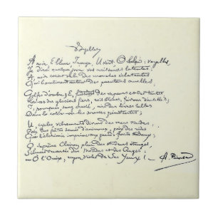 Manuscrito autografado de Voyelles (Rimbaud) Cerâm