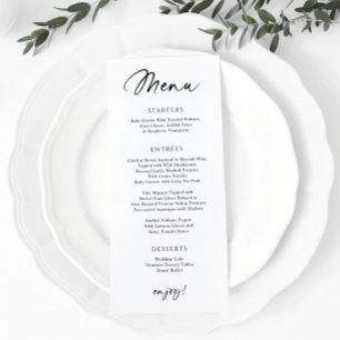 Manuscrito Casual no Menu de Casamento Moderno