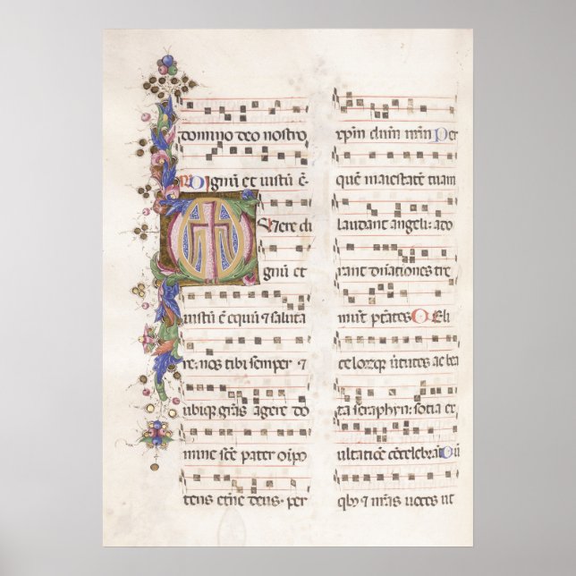 Manuscrito iluminado de Música Medieval | POSTER (Frente)