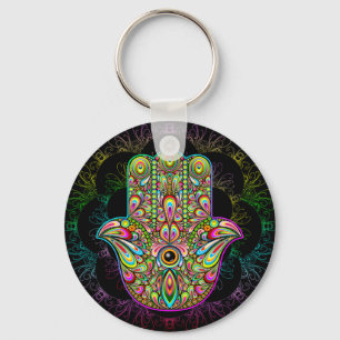Mão 2,25" psicadélico de Hamsa chaveiro básico 