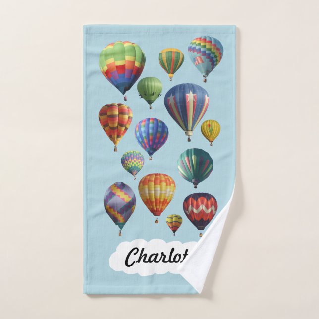 Mão Balões de ar quente na toalha azul clara (Toalha de mão)
