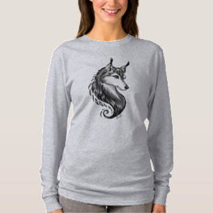 Mão branca preta lobo tirado fora da camisa do