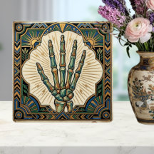 Mão de Esqueleto Art Déco com Design Geométrico Ve